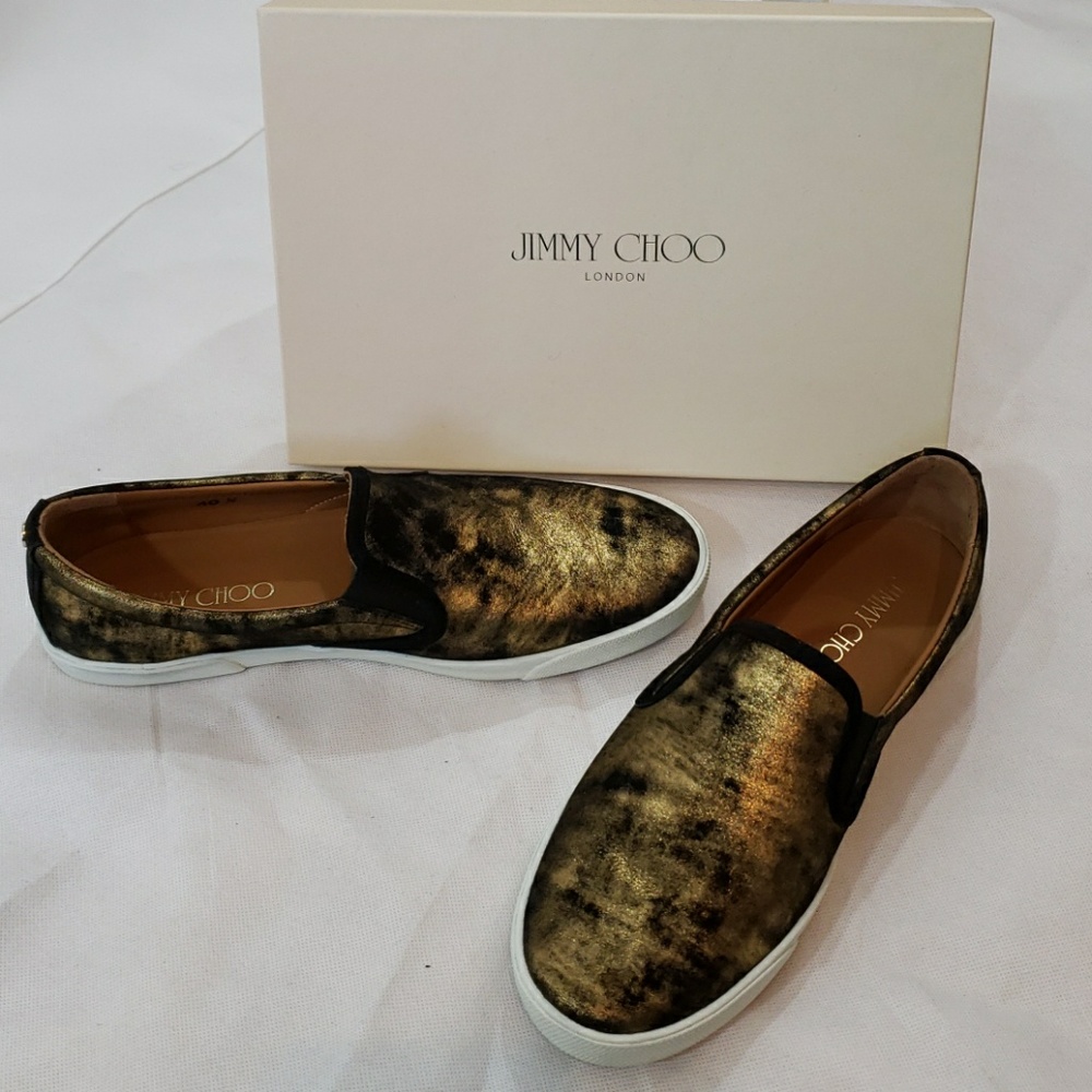 Jimmy Choo NEW Gold Skate Sneaker 10.5